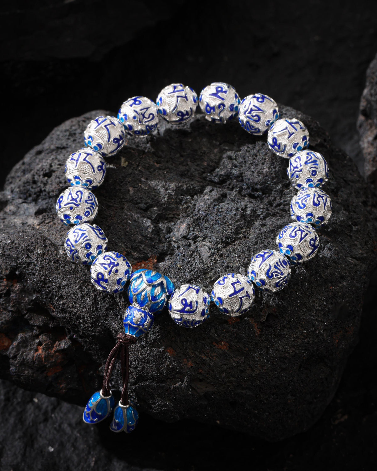 Pulsera tibetana de plata Om