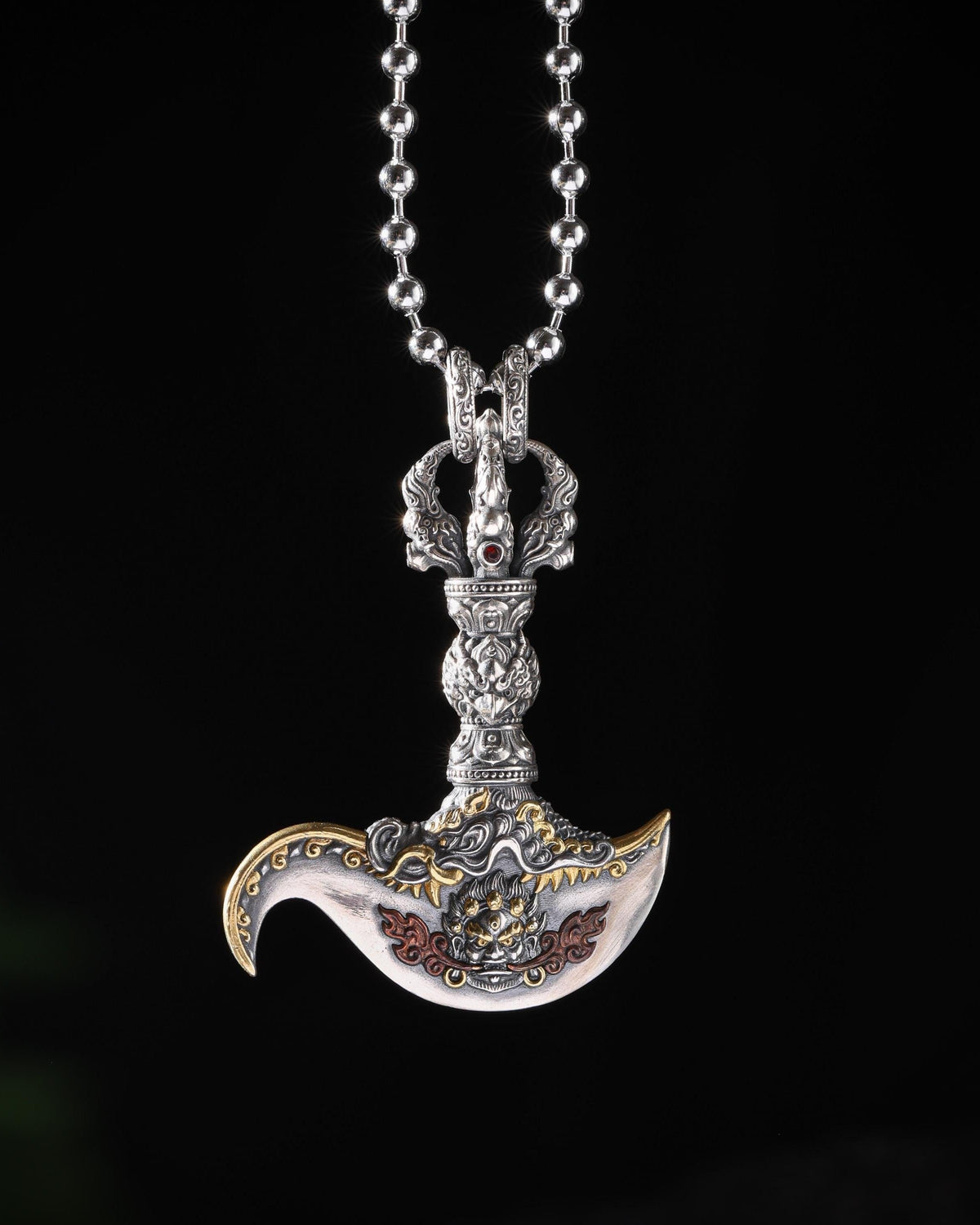 Mahakala Vajra Axe Pendant Necklace
