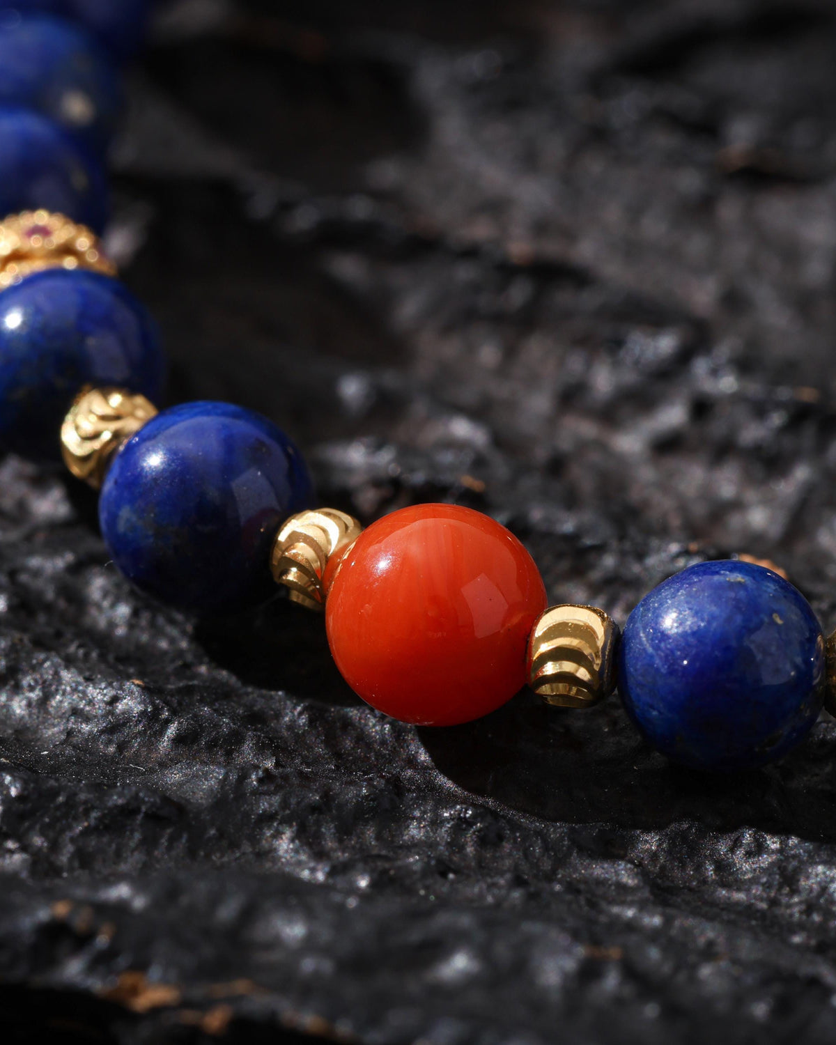 Lapis Lazuli bracelet with Ruby Accent-3
