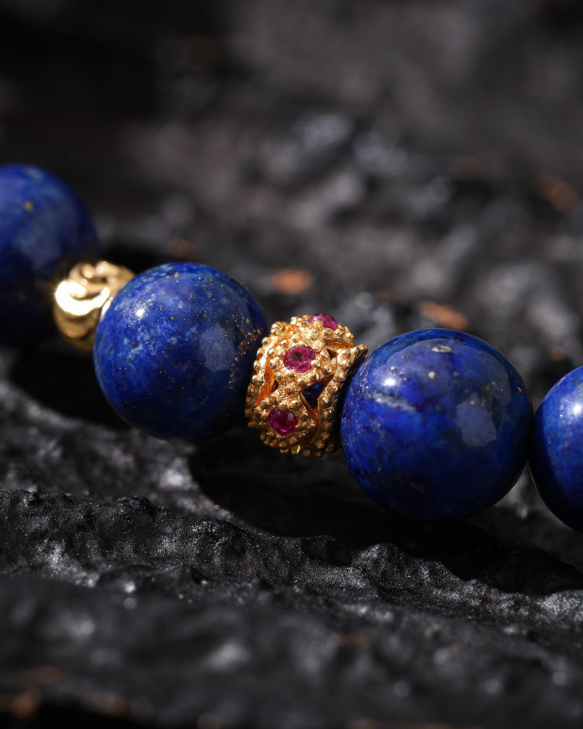 Lapis Lazuli bracelet with Ruby Accent-5
