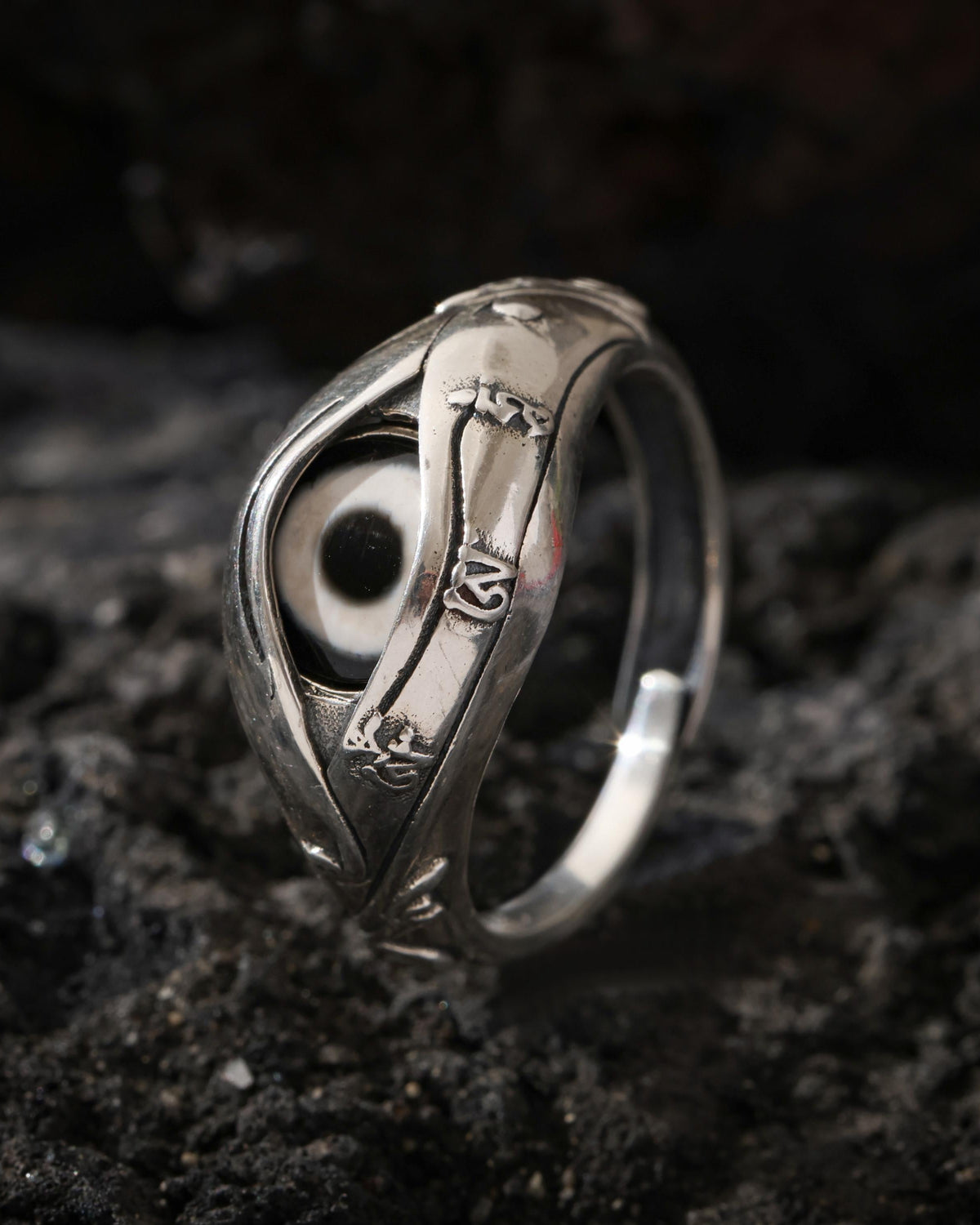 Dzi-Achat-Ring aus Sterlingsilber