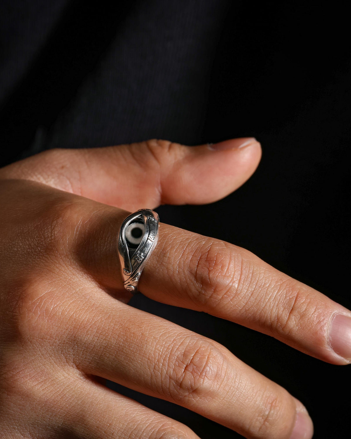 Dzi-Achat-Ring aus Sterlingsilber