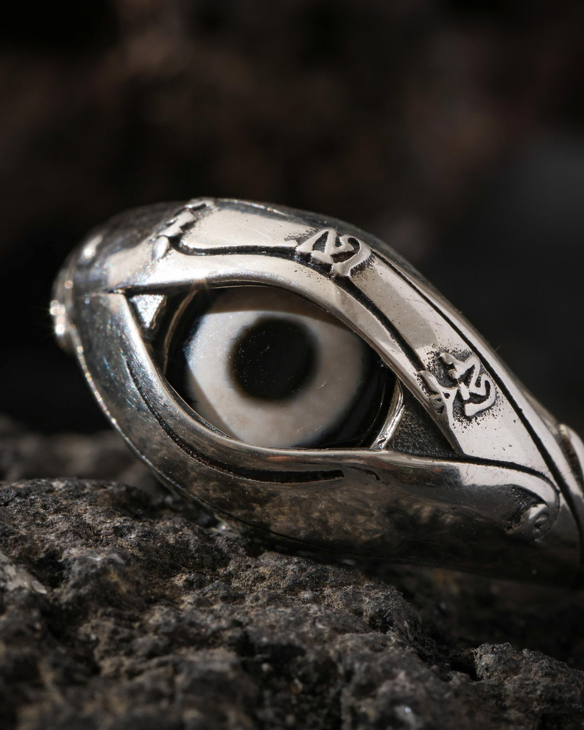 Dzi Agate Sterling Silver Ring-4