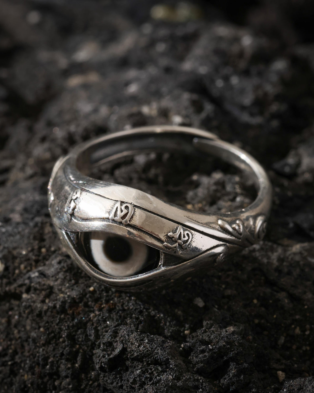 Dzi Agate Sterling Silver Ring-5