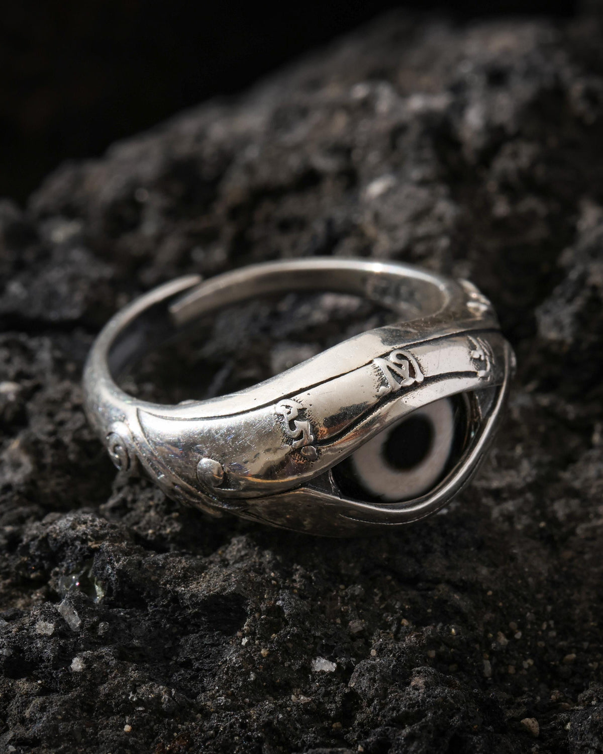 Dzi Agate Sterling Silver Ring-6
