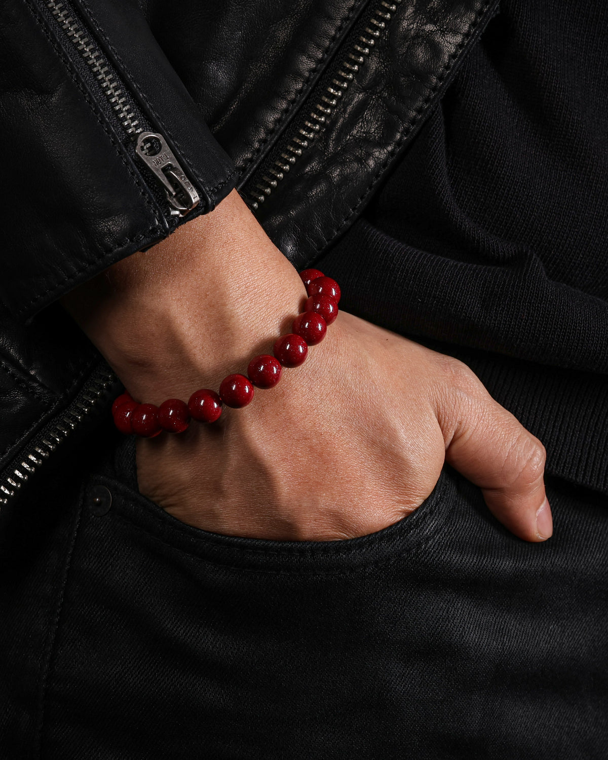 Cinnabar Amulet Mala Perle Armbånd