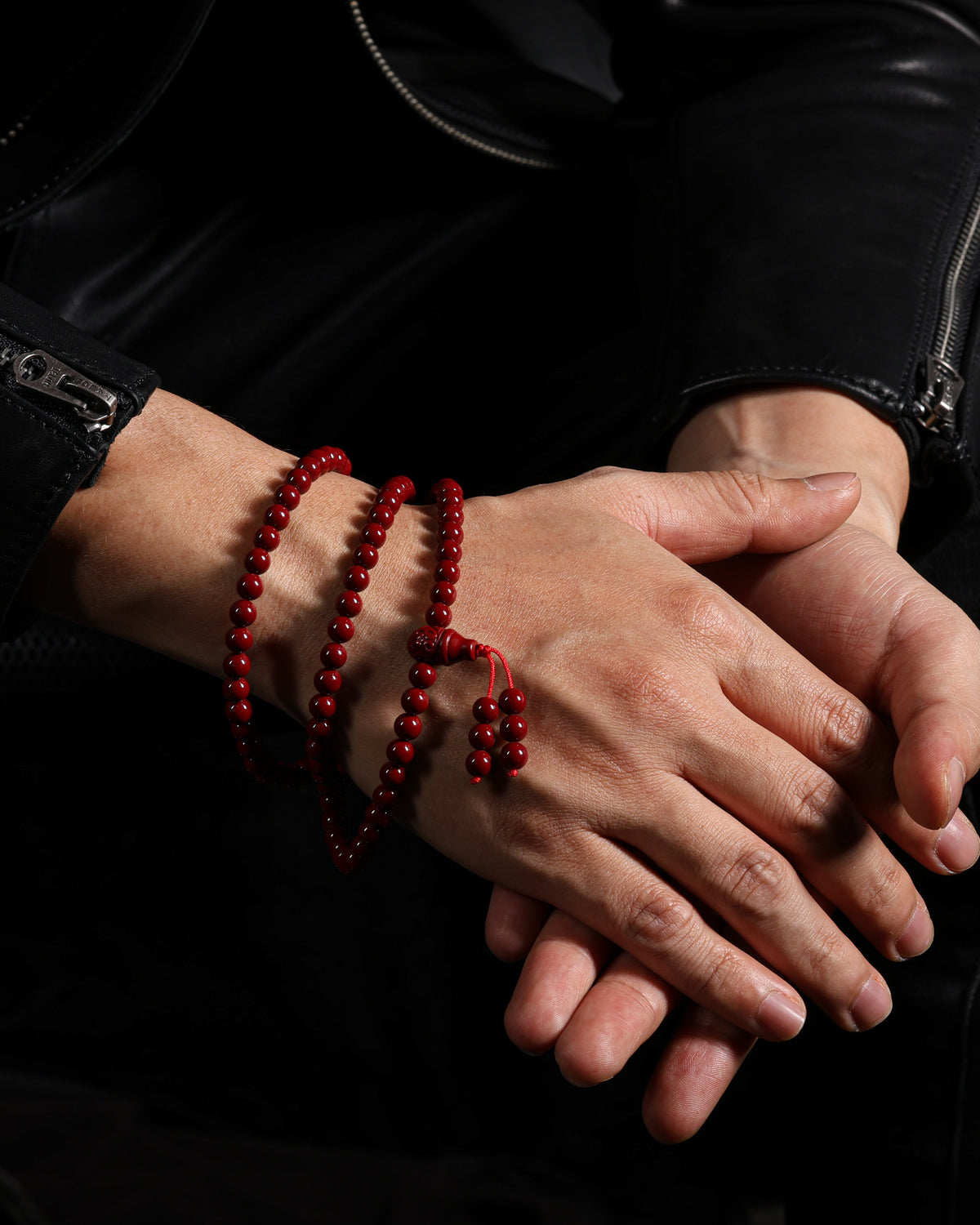 Collar de 108 cuentas de mala de cinabrio-3