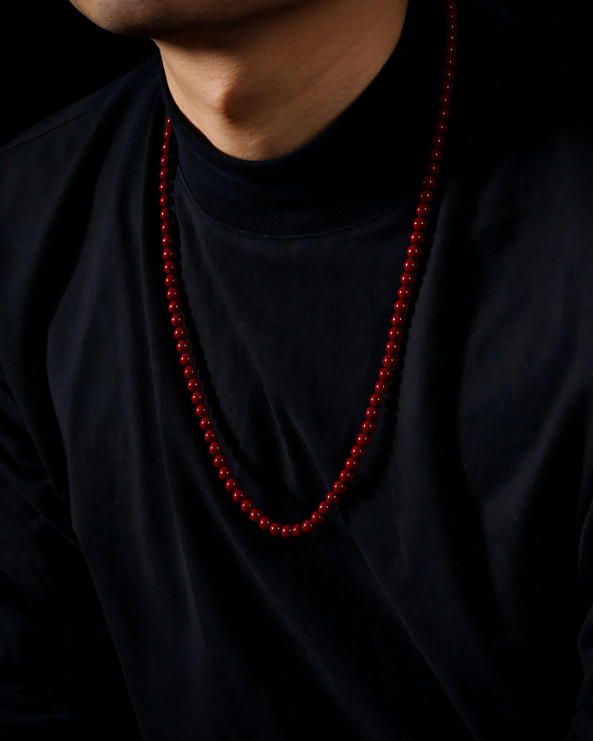 Collar de 108 cuentas de mala de cinabrio-4