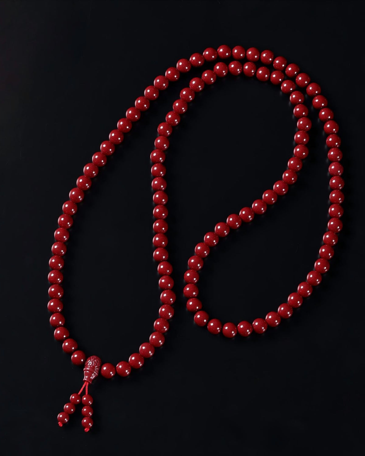 Collar de 108 cuentas de mala de cinabrio-5