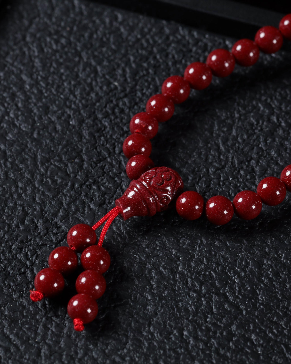 Collar de 108 cuentas de mala de cinabrio-7