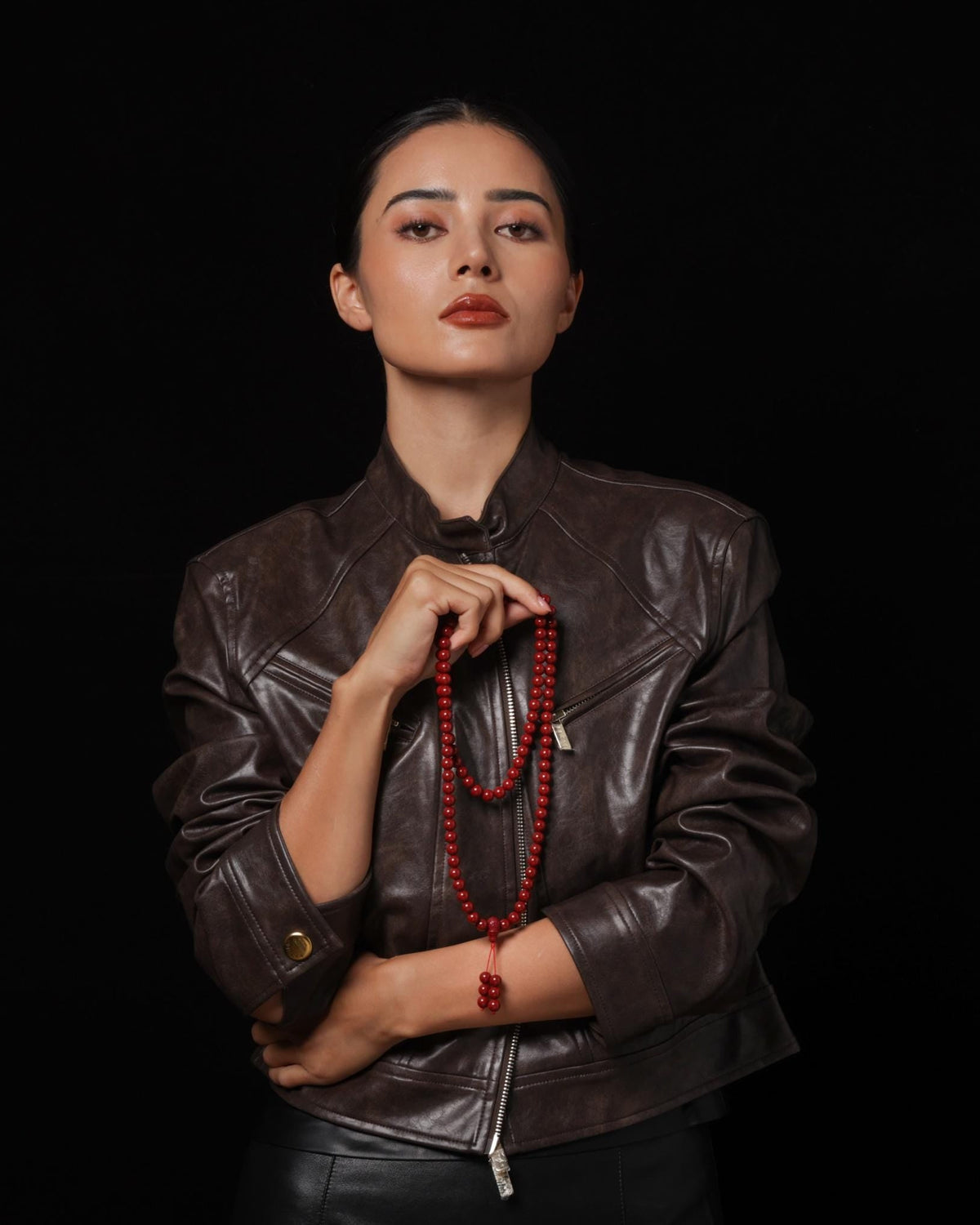 Collar de 108 cuentas de mala de cinabrio-10