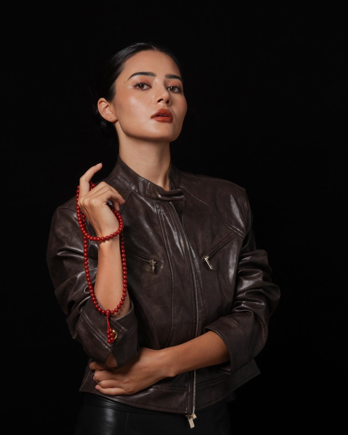 Collar de 108 cuentas de mala de cinabrio-12