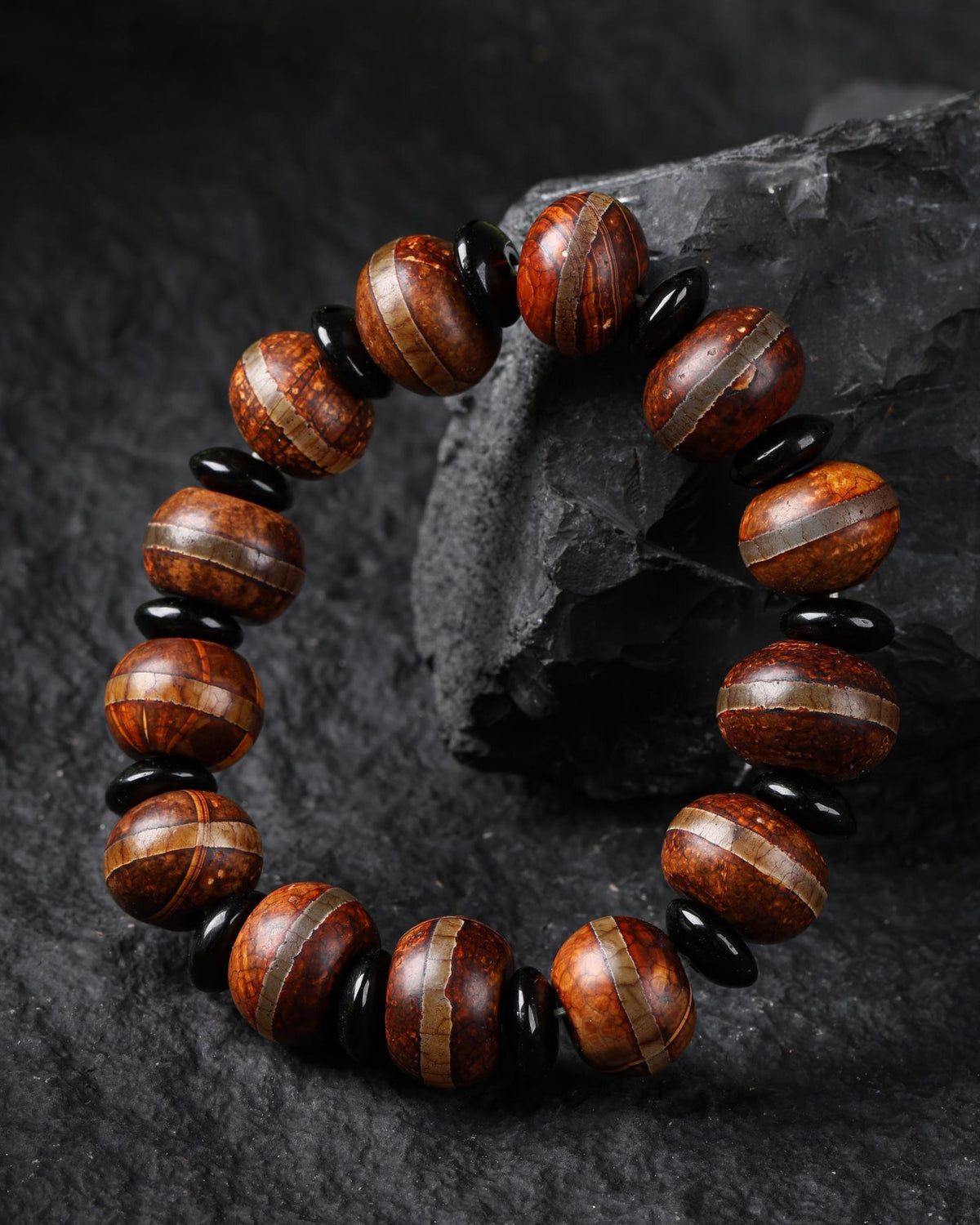 Tibetansk Dzi Mala Armbånd Pure Line Dzi Bead