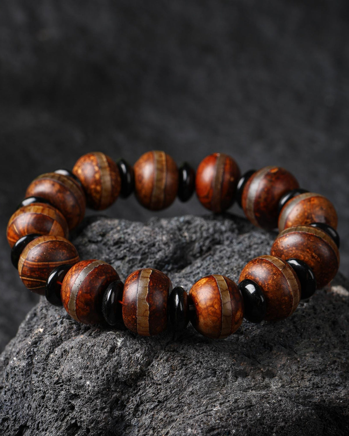Tibetansk Dzi Mala Armbånd Pure Line Dzi Bead