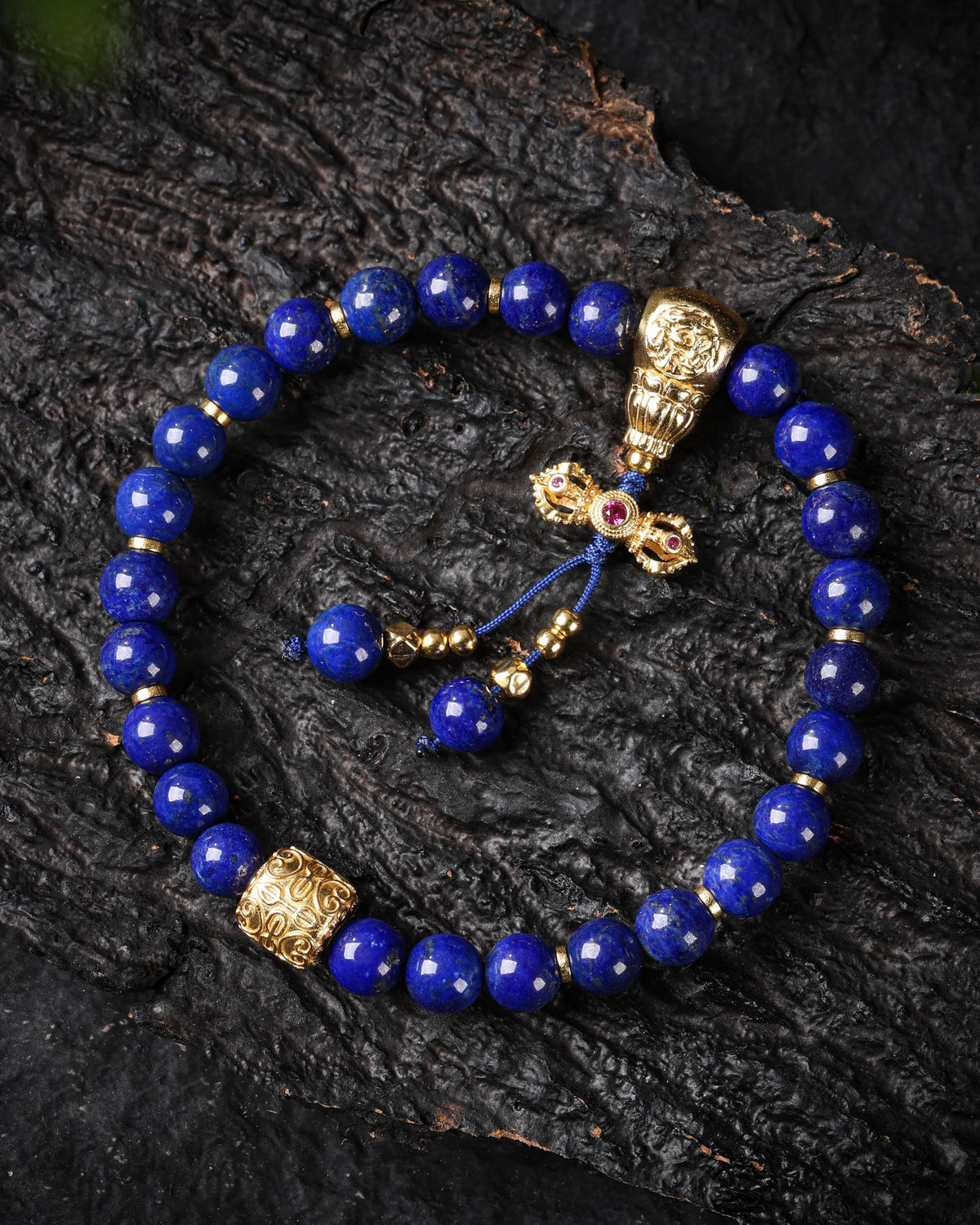Lapis Lazuli Bracelet with Gold Accents