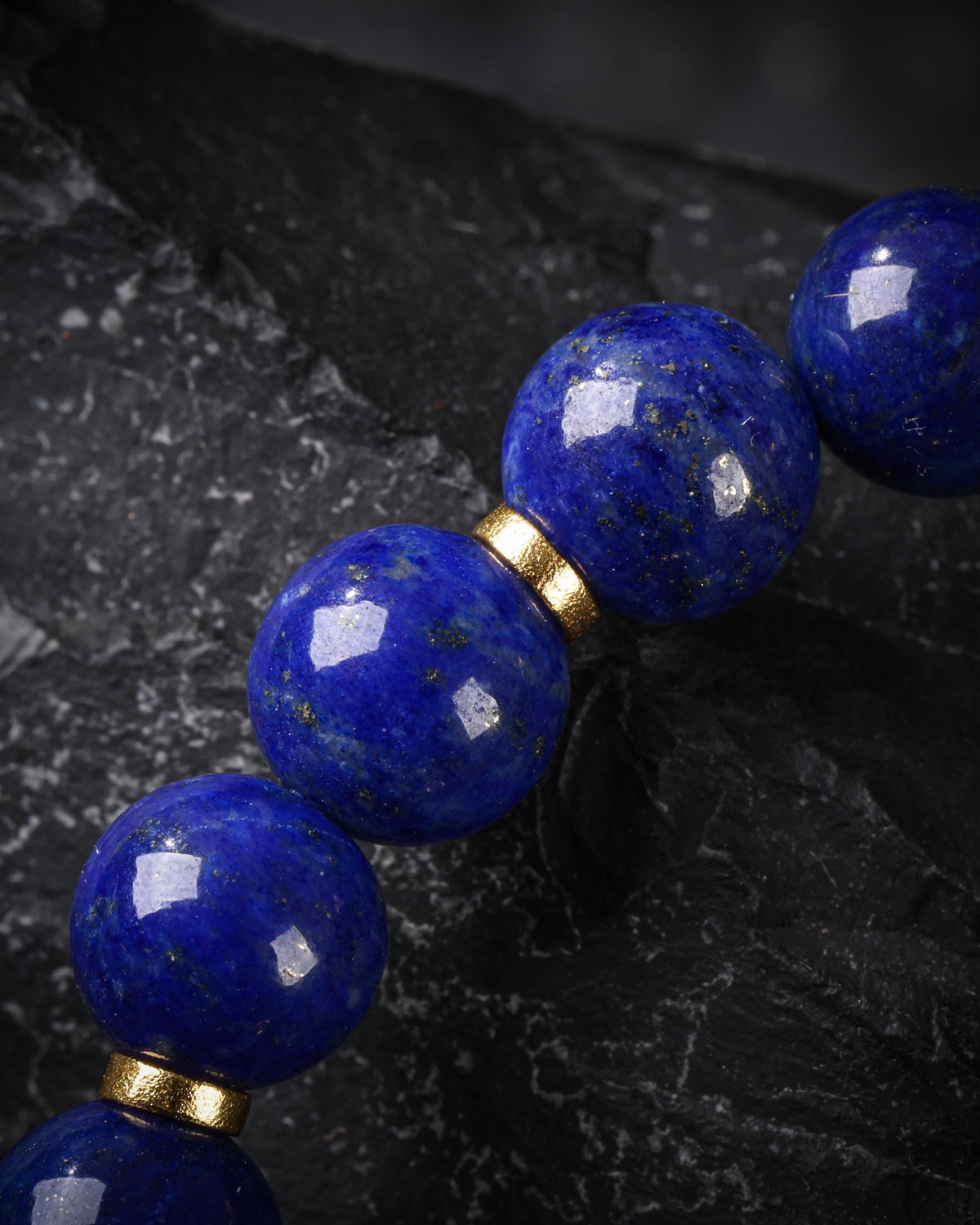 Lapis Lazuli Bracelet with Gold Accents-4