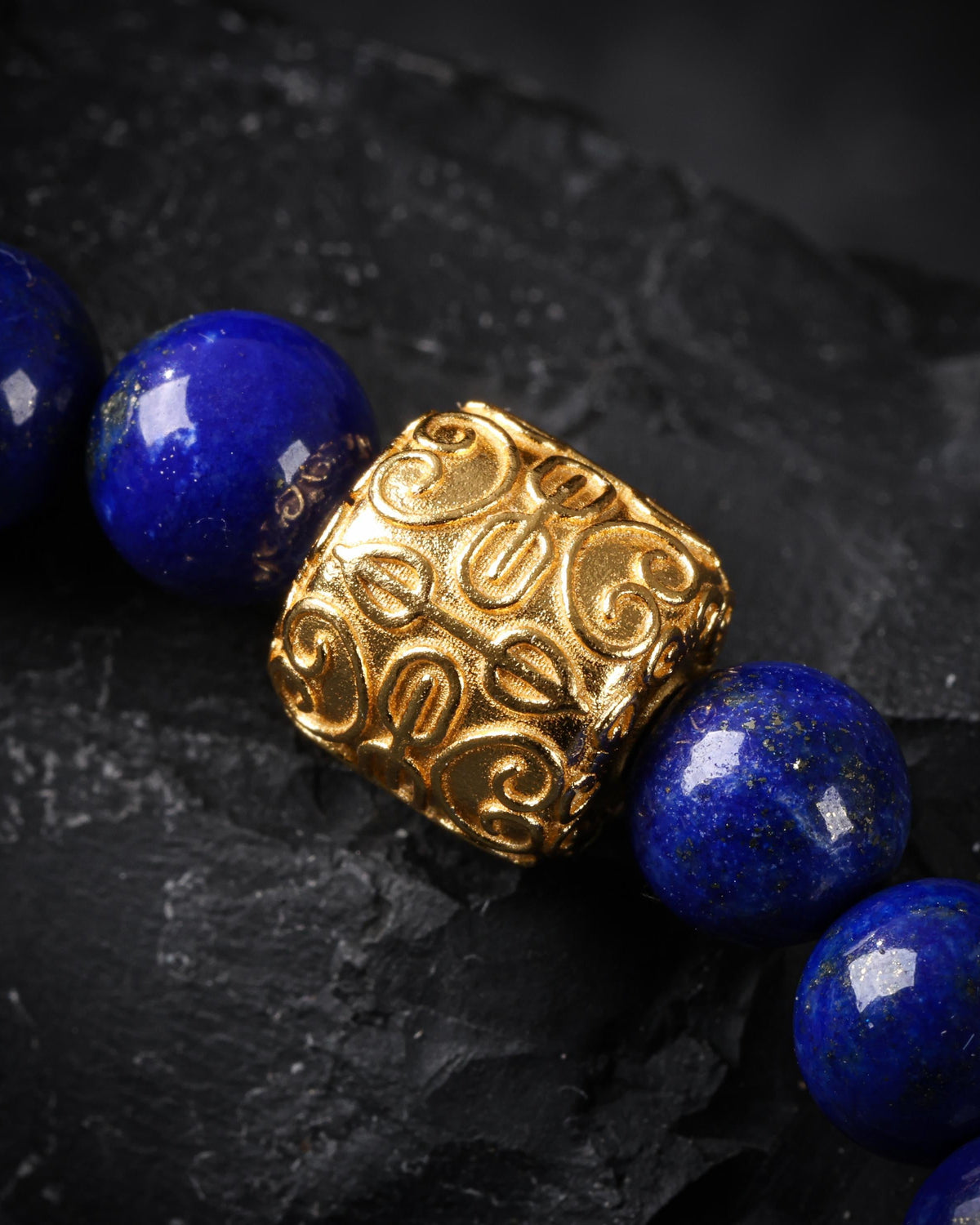 Lapis Lazuli Bracelet with Gold Accents-5
