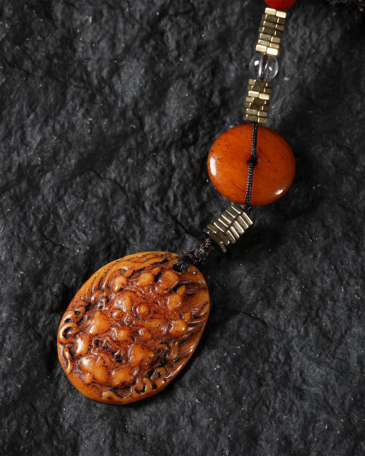 Turquoise Nine-Eye Dzi Pendant Necklace