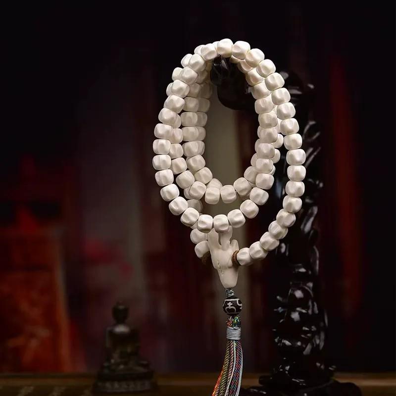 AURA DEER Sacred Antler Mala - 108 Natural Passion Fruit Seed Prayer Beads