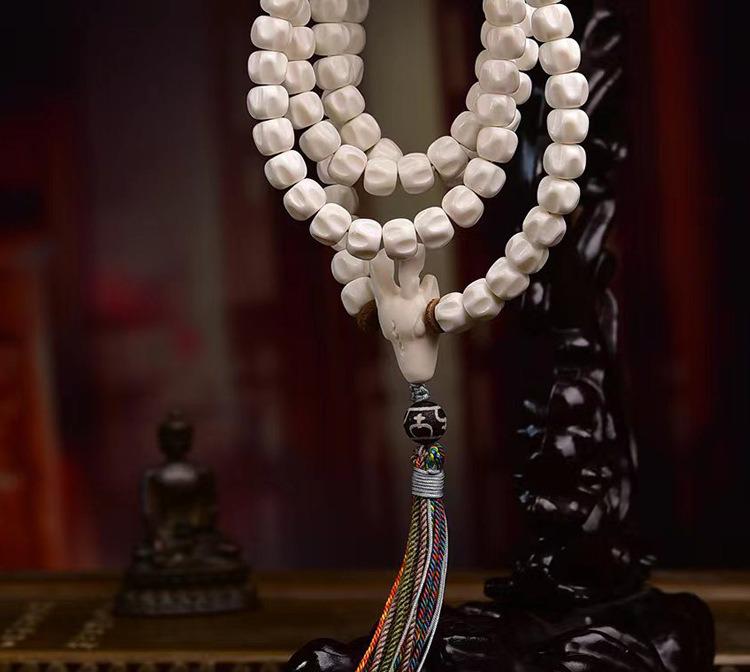 AURA DEER Sacred Antler Mala - 108 Natural Passion Fruit Seed Prayer Beads