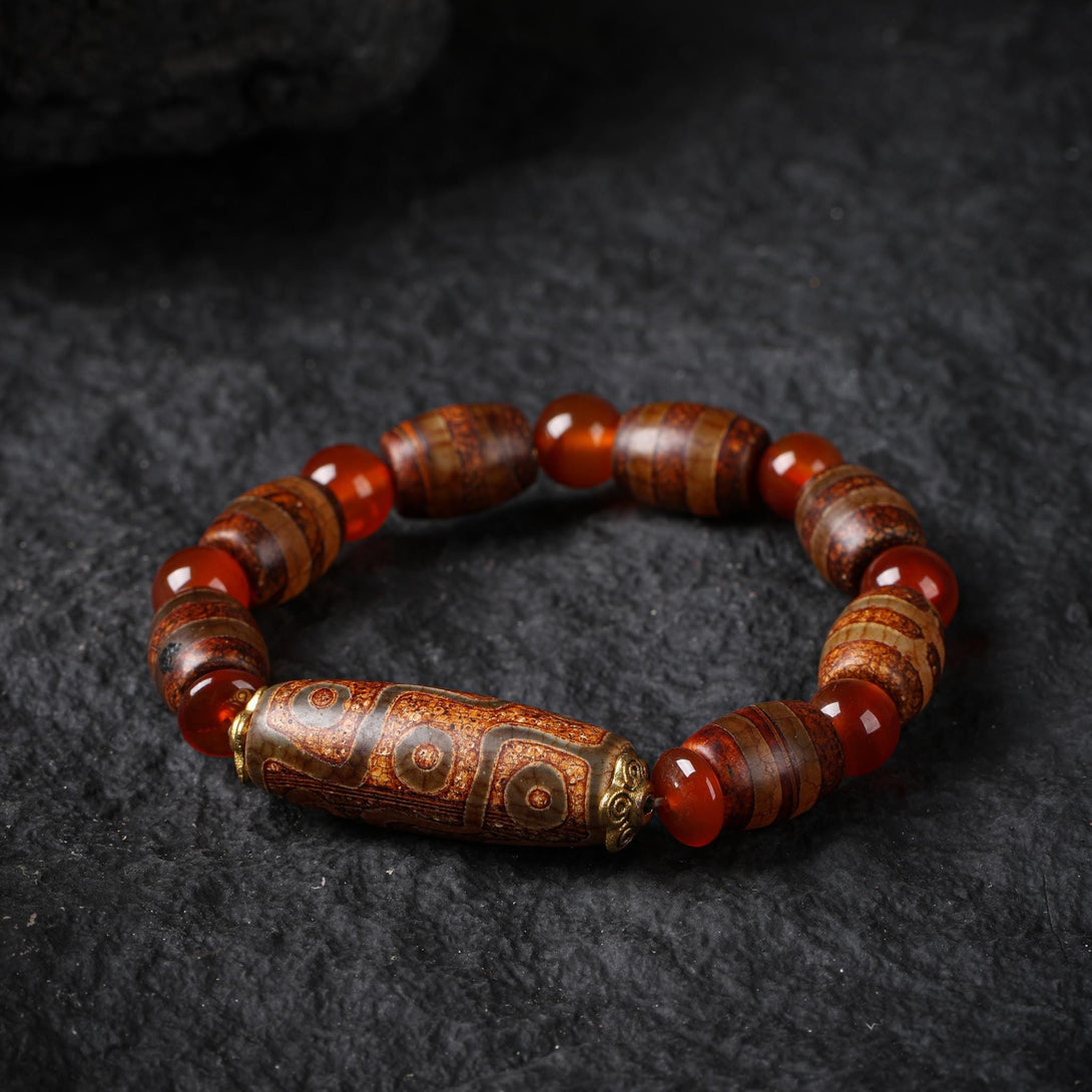 Tibetan Dzi Mala Bracelet Nine-Eye Dzi Bead