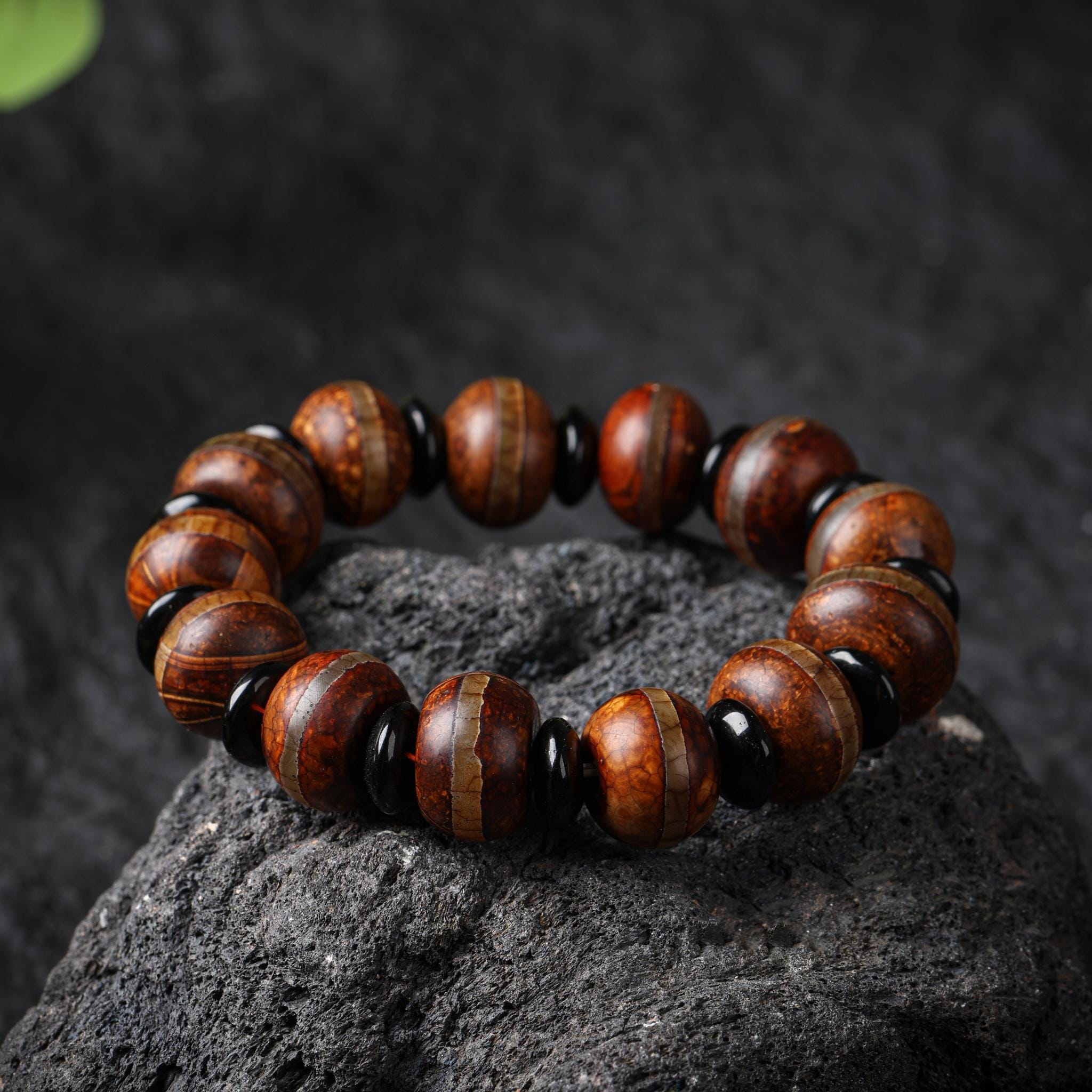 Tibetan Dzi Mala Bracelet Pure Line Dzi Bead