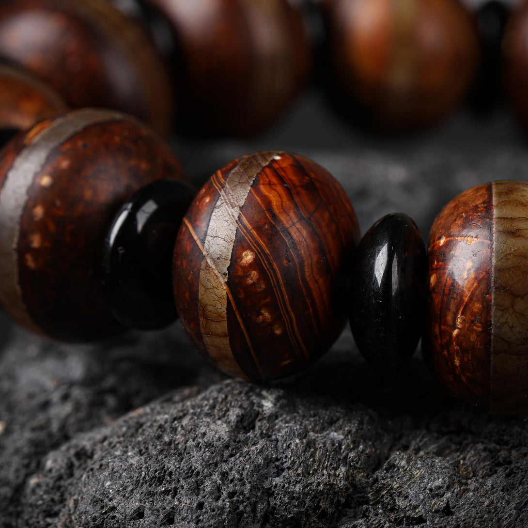 Tibetan Dzi Mala Bracelet Pure Line Dzi Bead