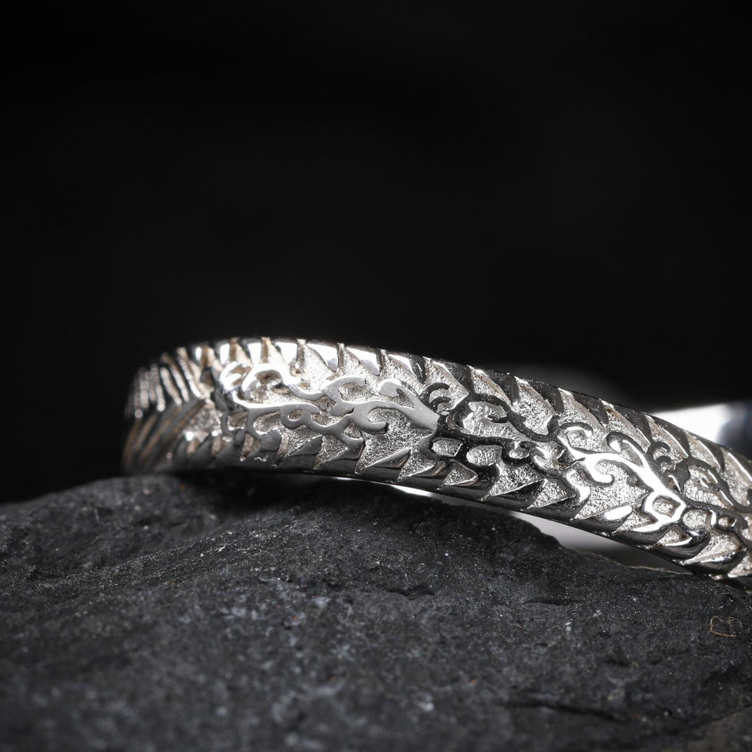 Tibetan Turquoise Feather Ring Sterling Silver Adjustable Snake-Shape Band