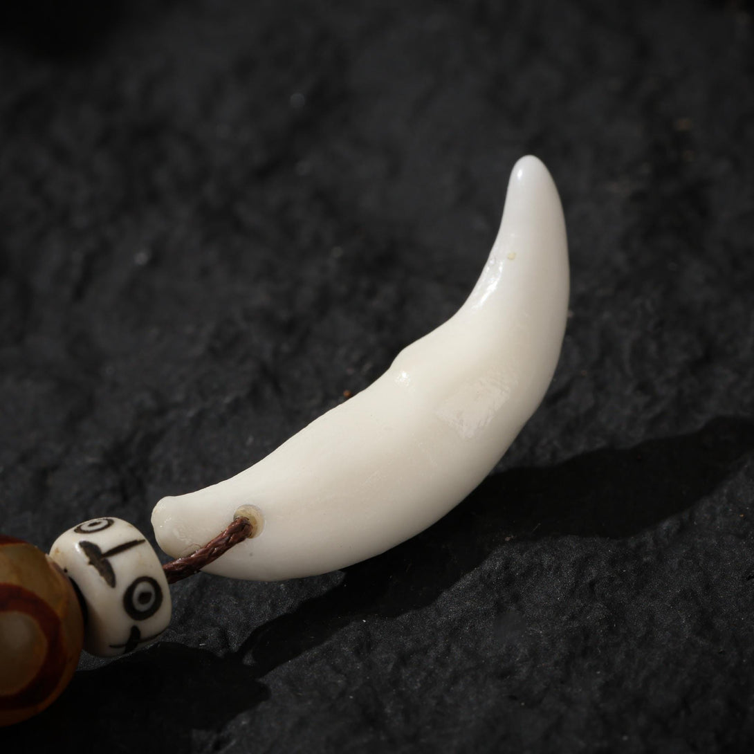 Tibetan Bone Earrings Dzi Beads Sterling Silver