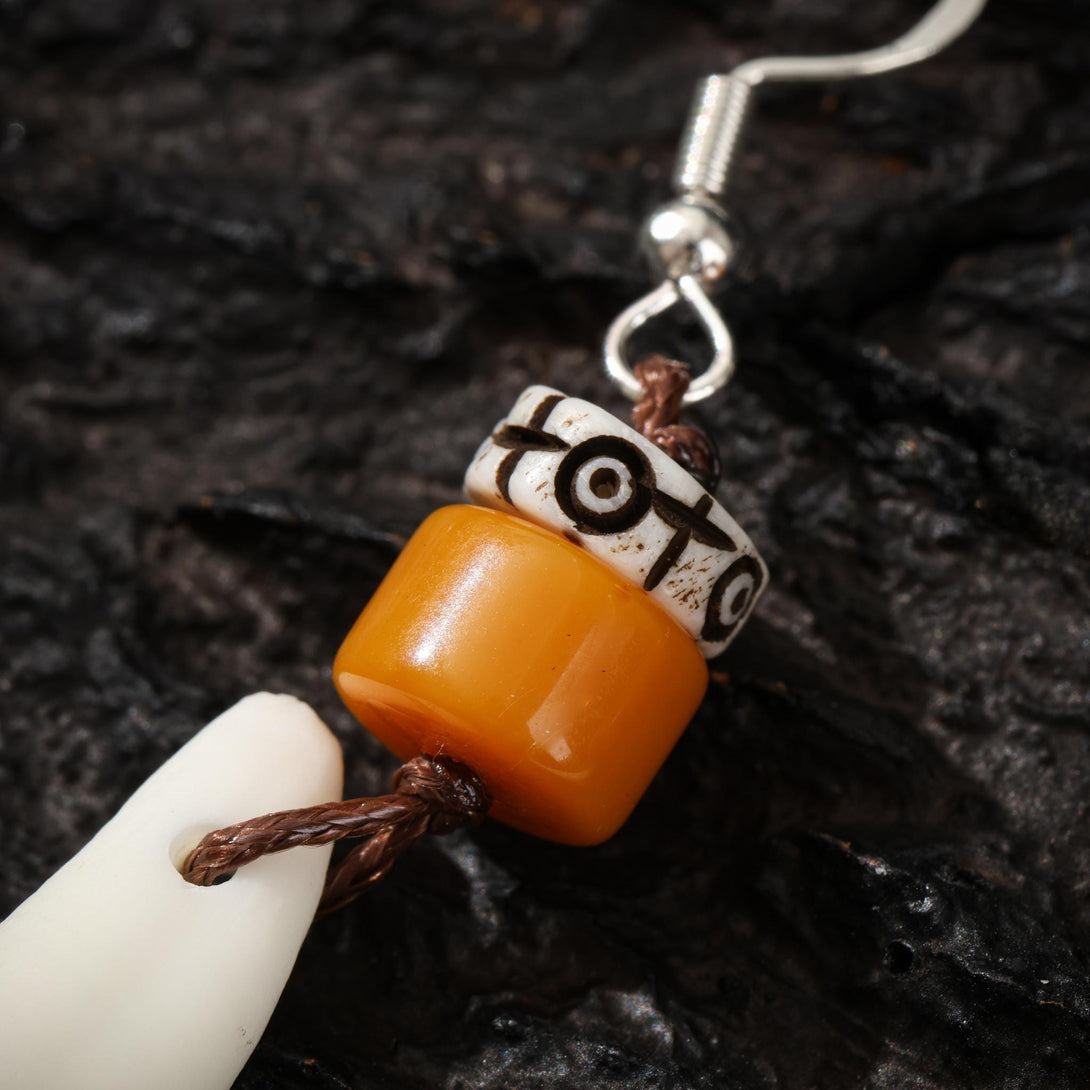 Tibetan Bone Earrings Sterling Silver