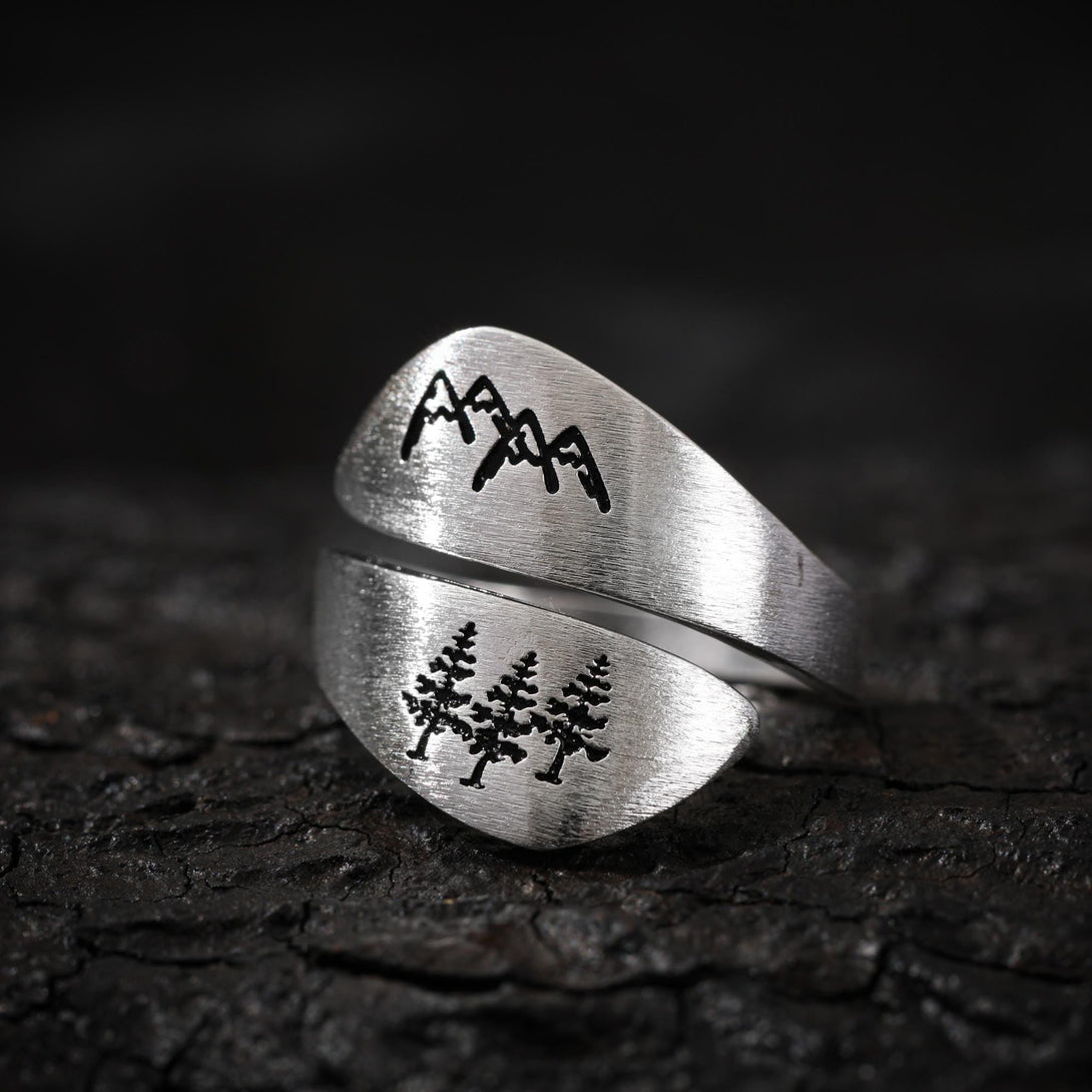 Engraved Ring Adjustable Sterling Silver Statement Jewelry