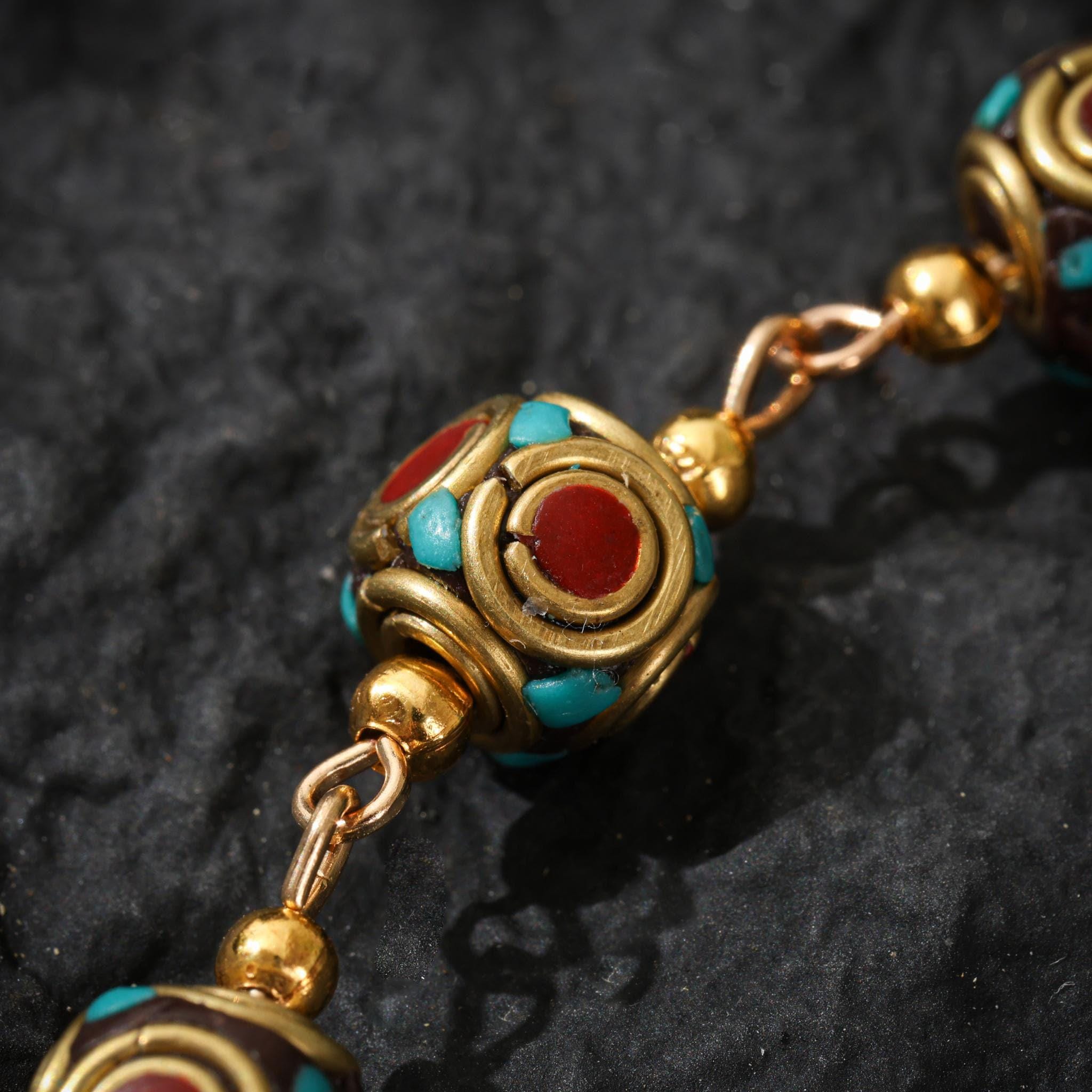 Tibetan Turquoise Red Agate Dangle Earrings