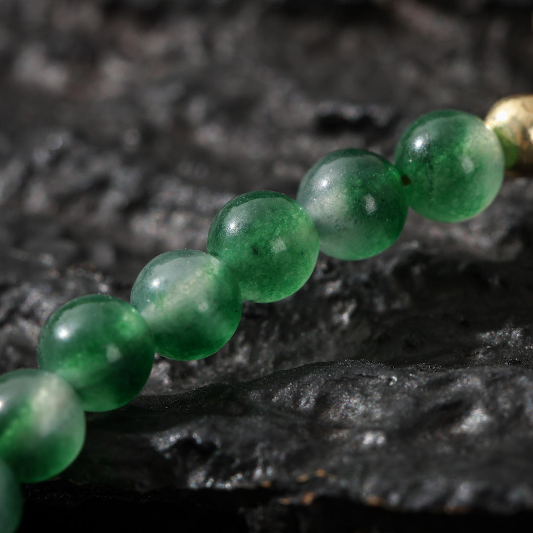 Moss Agate Bracelet with Gold Deer Charm, 14K Gold Filled