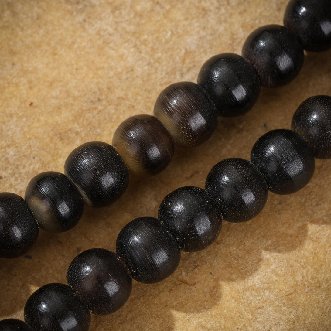 Yak Bone Mala Beads 108 with Tibetan Silver Amulet