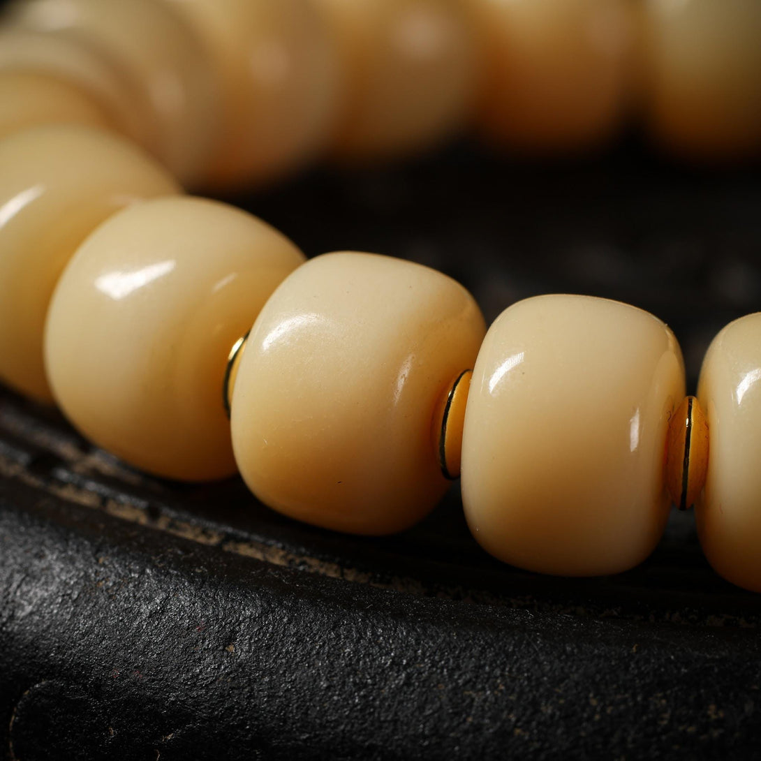 Yak Bone Bracelet with Turquoise, Barrel Beads Handcrafted