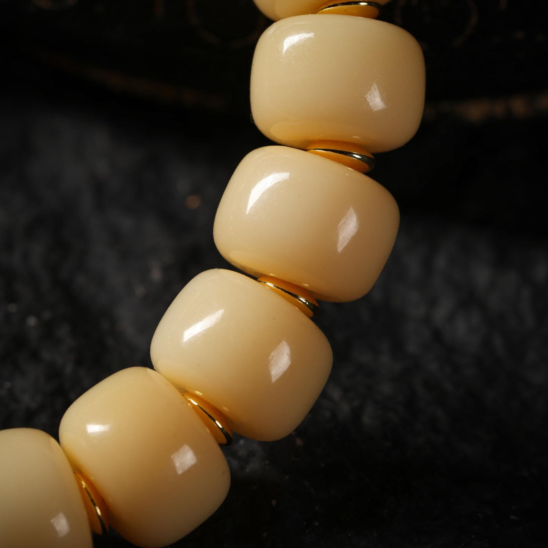 Yak Bone Bracelet with Turquoise, Barrel Beads Handcrafted