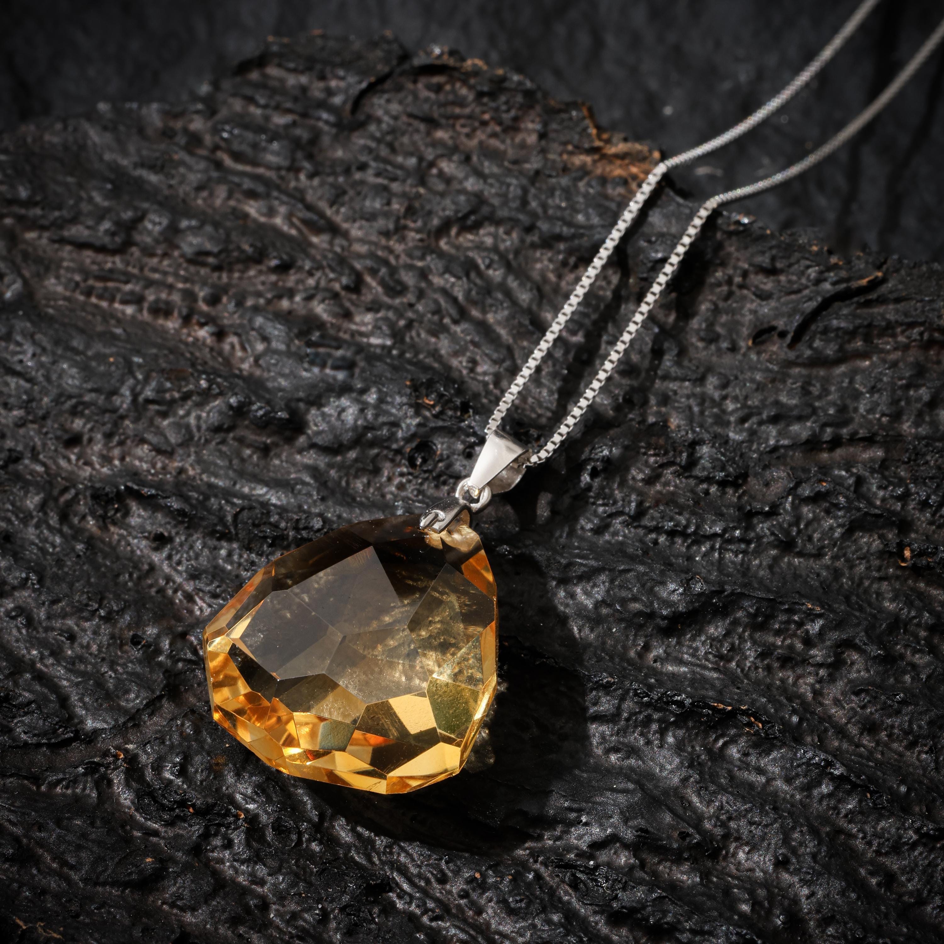 Citrine Faceted Pendant Necklace