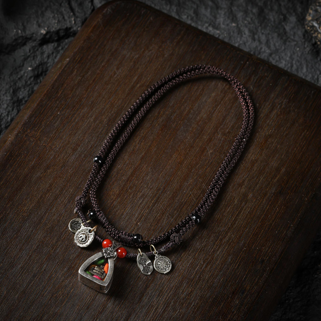 Tibetan Amulet Necklace - Ancient Copper Jambhala Gau