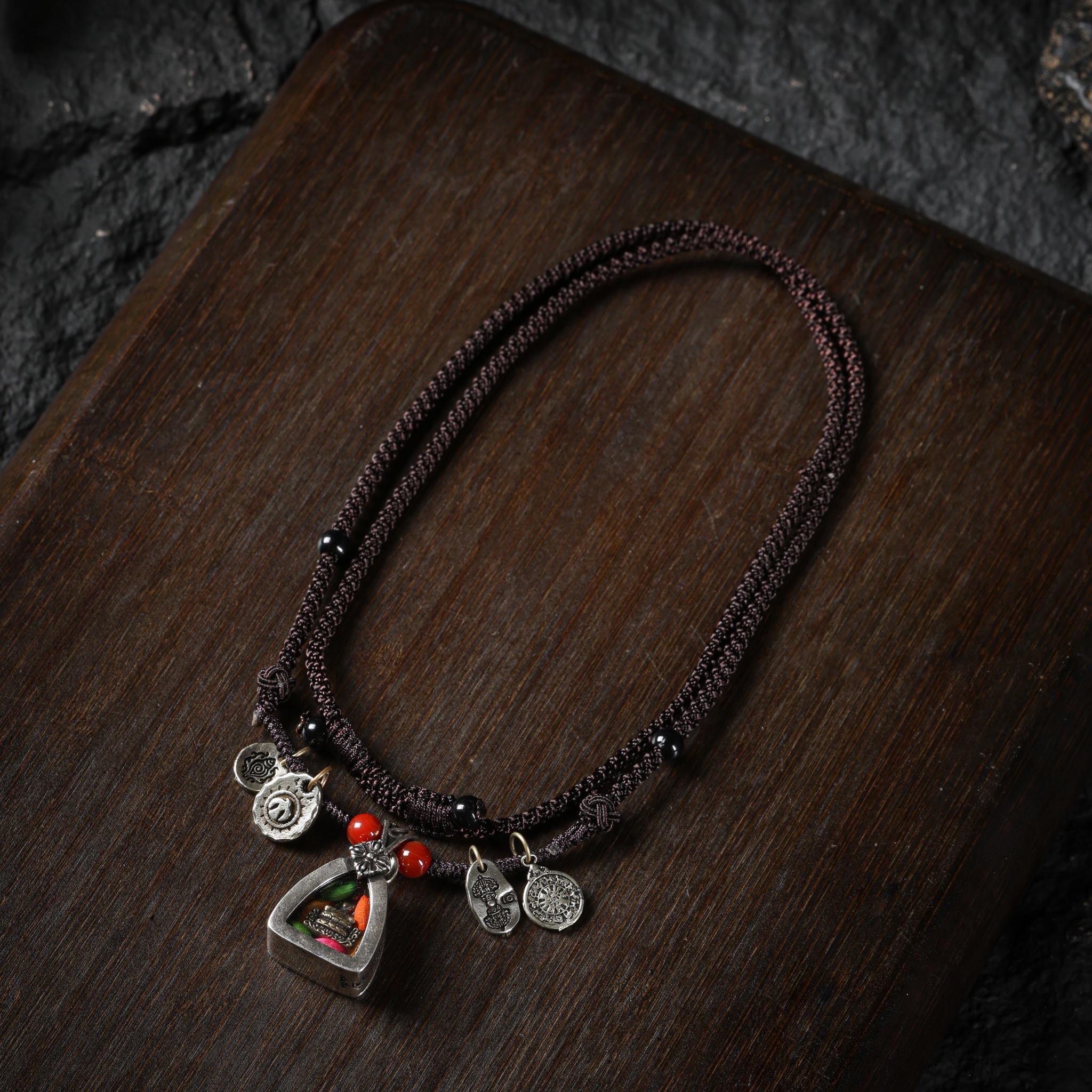 Tibetan Amulet Necklace - Ancient Copper Jambhala Gau