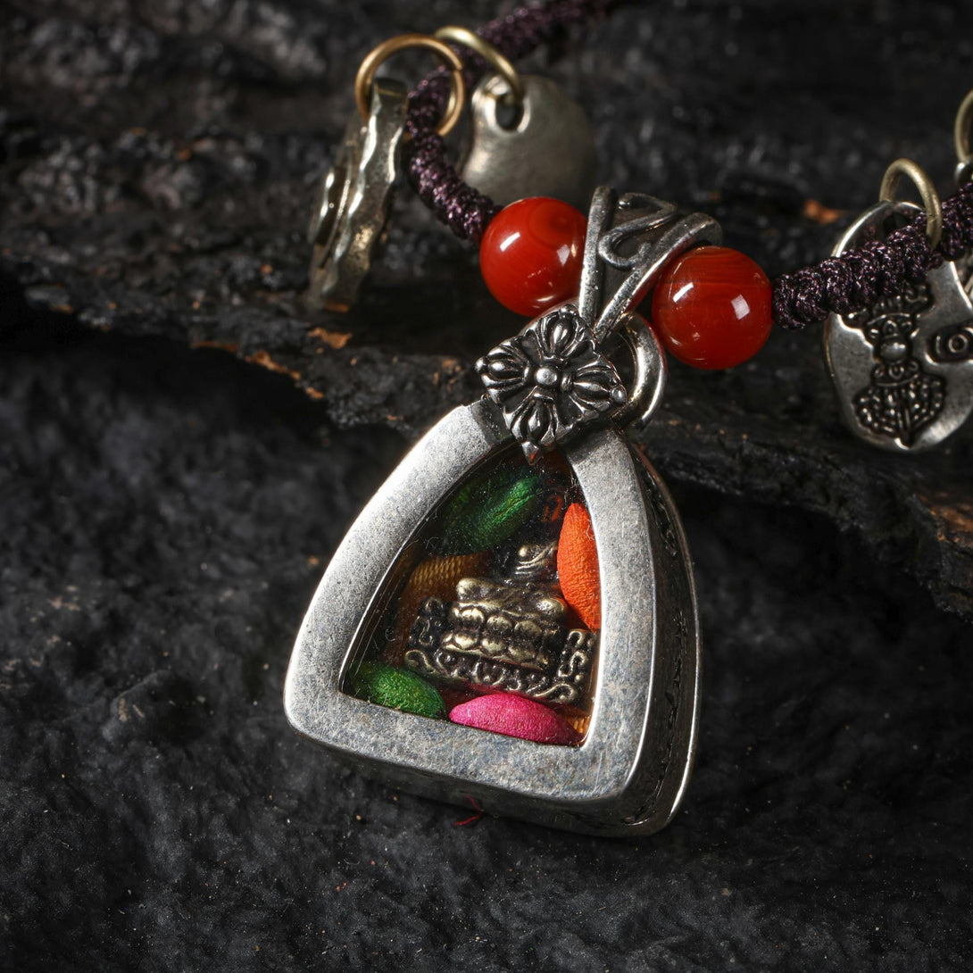 Tibetan Amulet Necklace - Ancient Copper Jambhala Gau