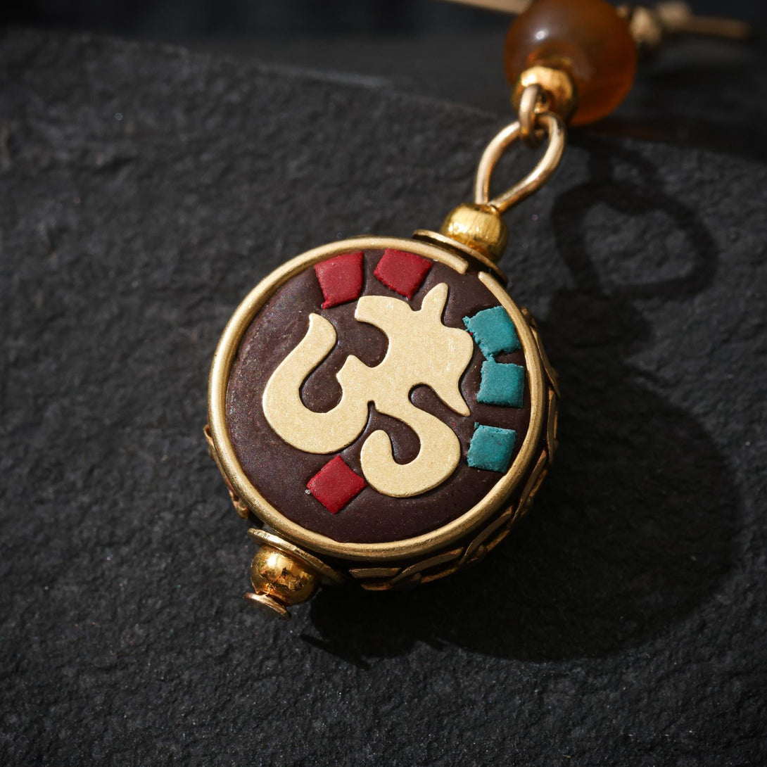 Tibetan OM Symbol Earrings Copper Dangle Earrings