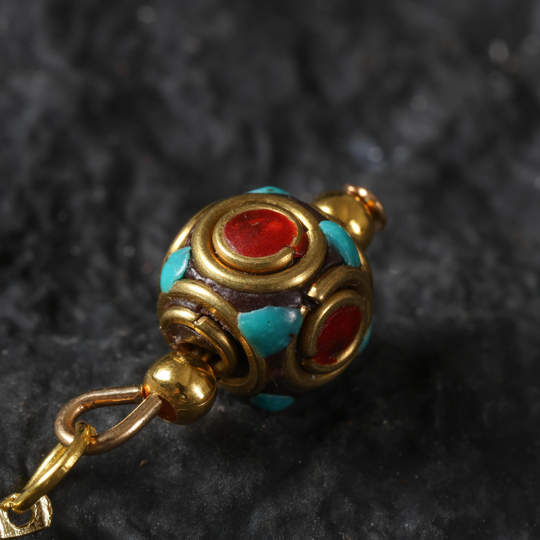 Tibetan Turquoise Red Agate Dangle Earrings