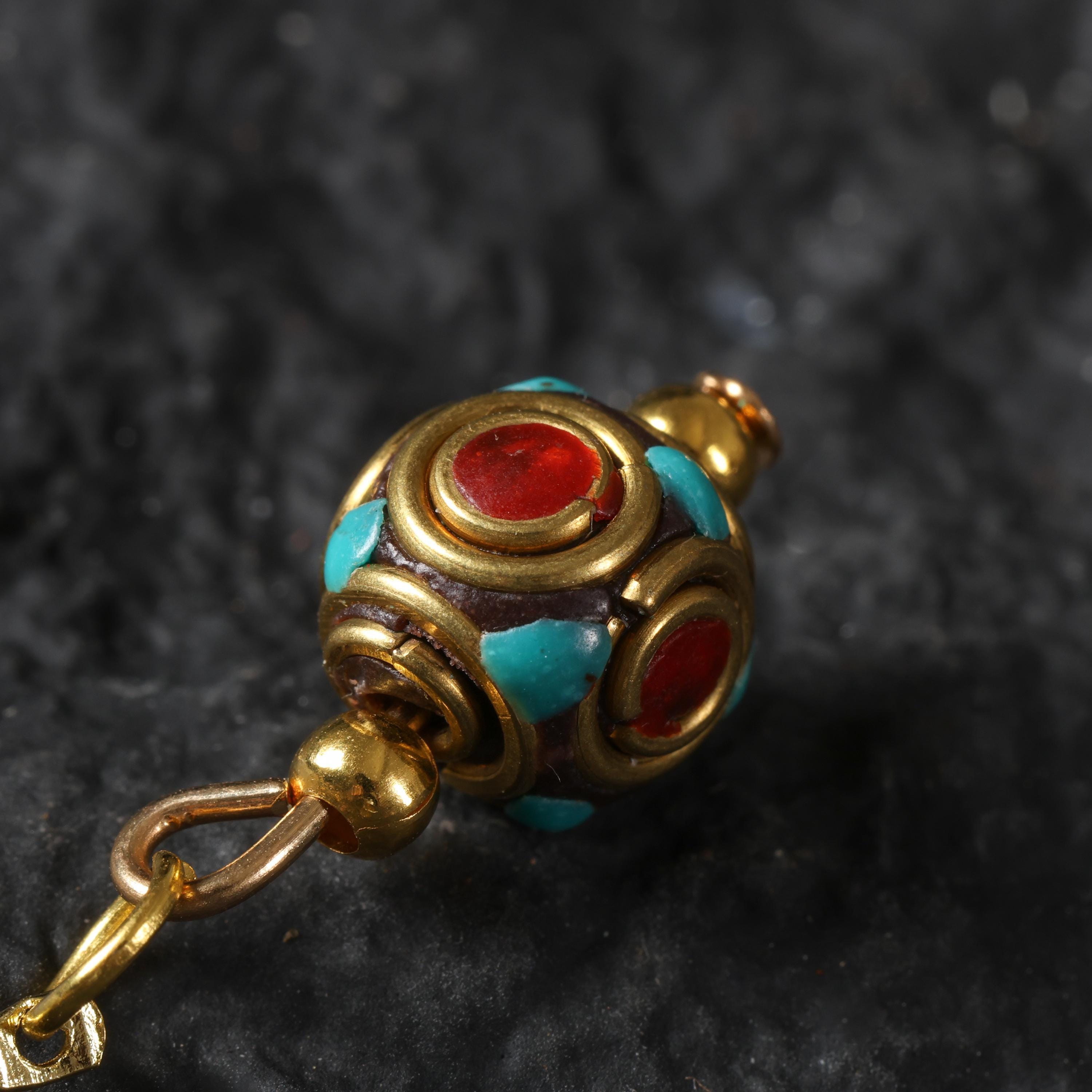 Tibetan Turquoise Red Agate Dangle Earrings