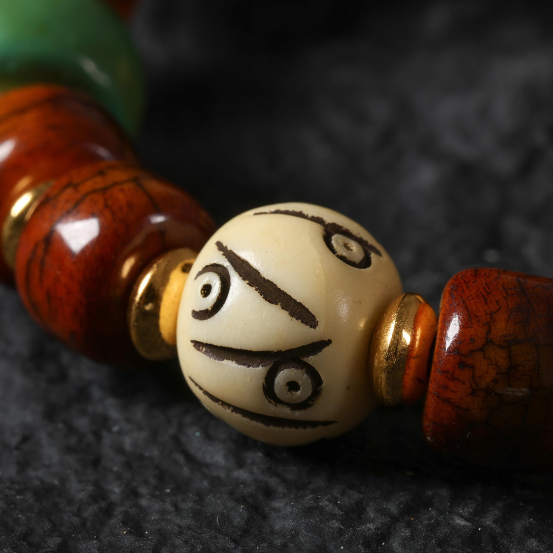 Yak Bone Dzi Skull Bead Bracelet