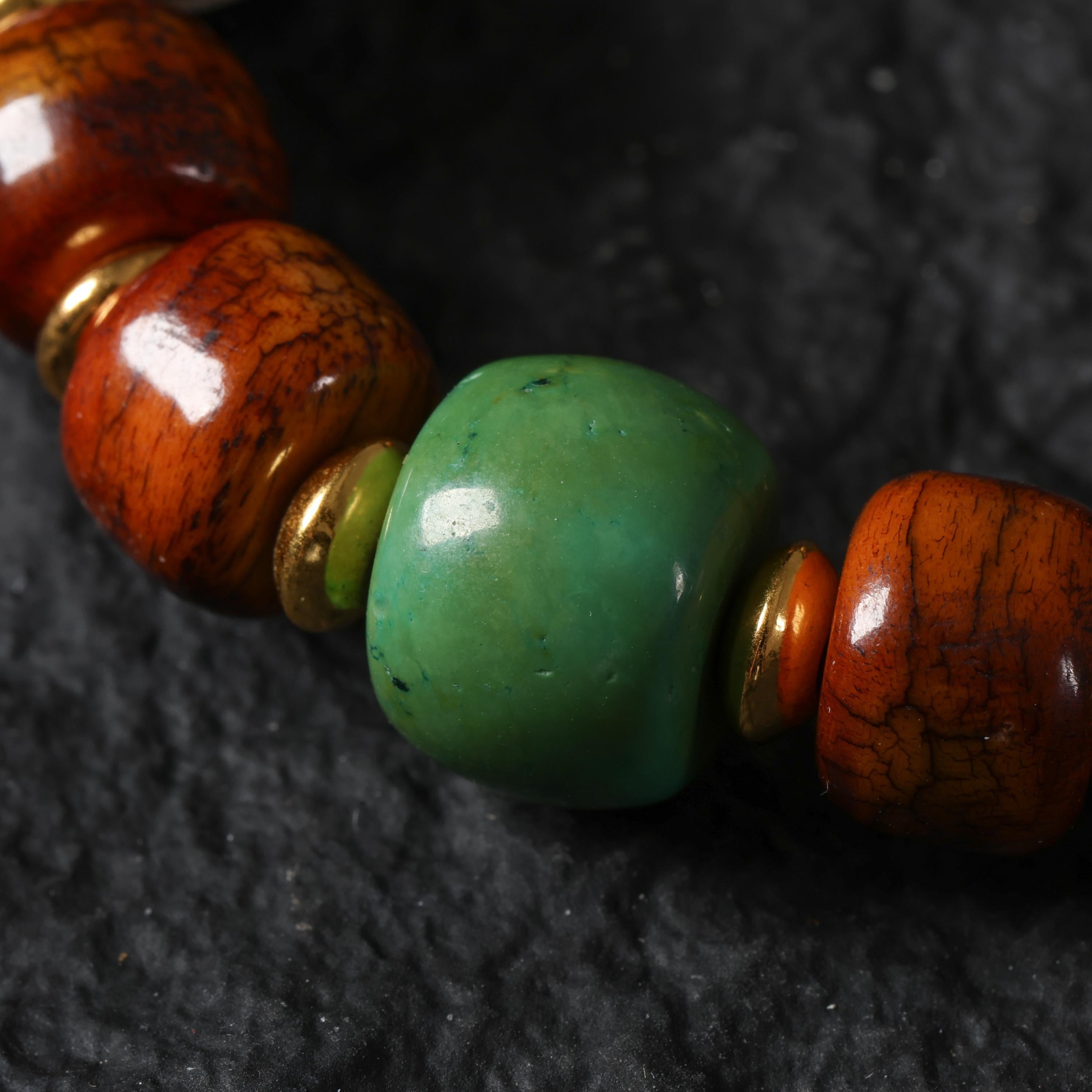 Yak Bone Dzi Skull Bead Bracelet