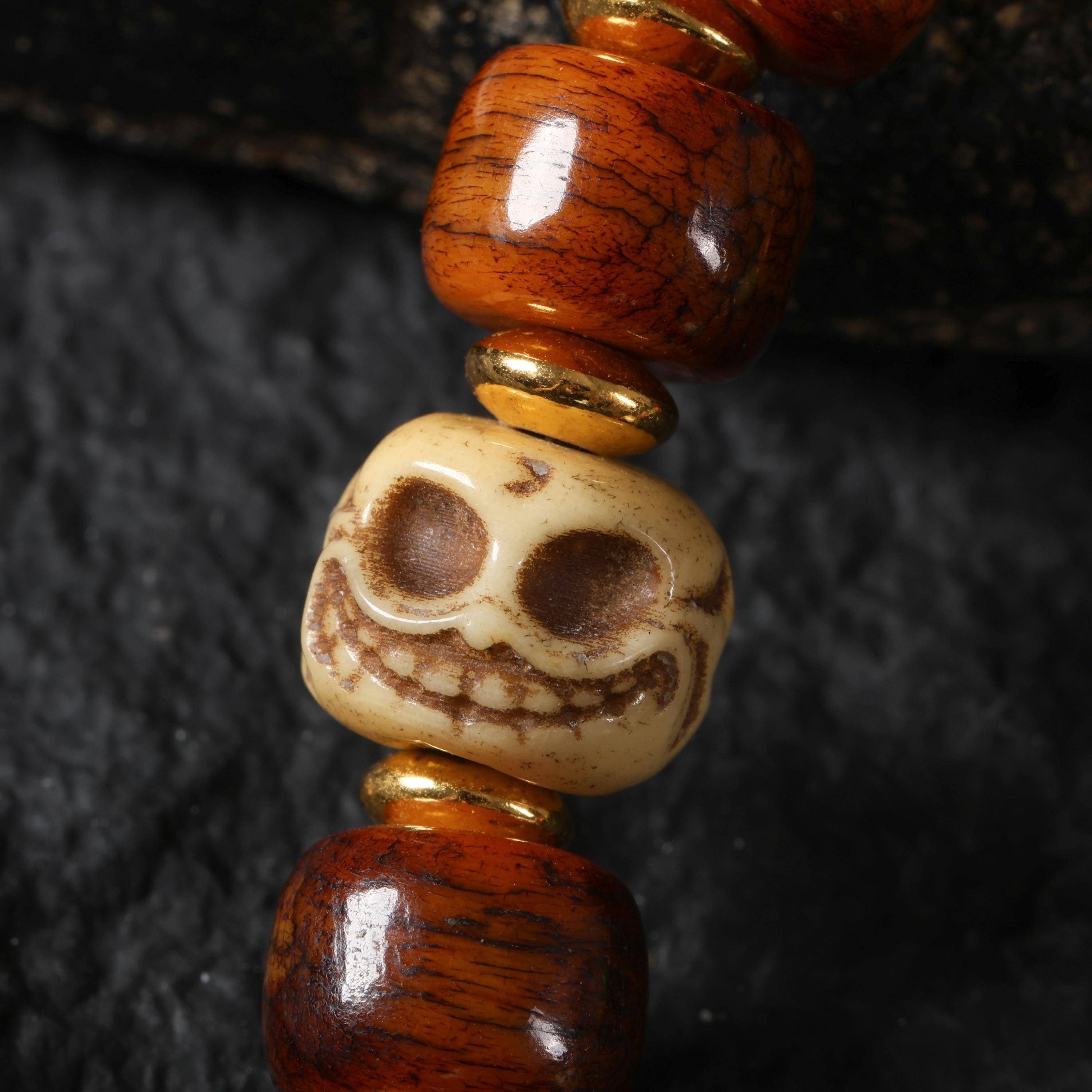 Yak Bone Dzi Skull Bead Bracelet