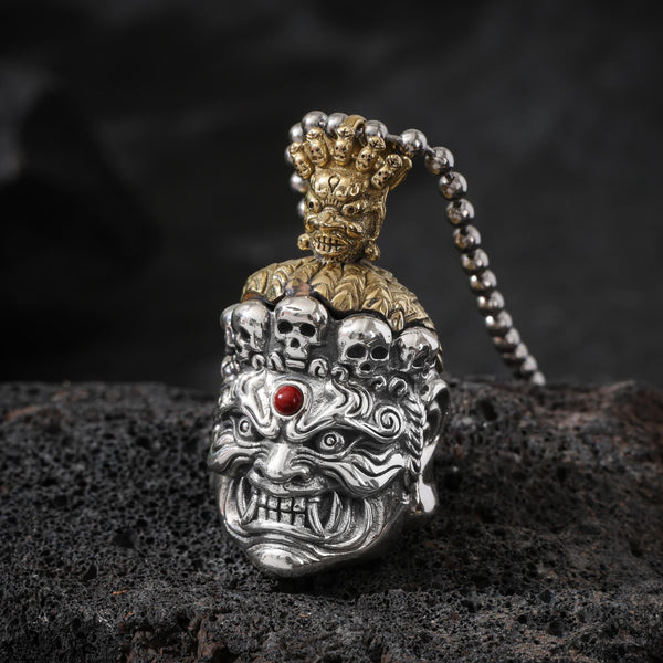 Tibetan Mahakala Protector Pendant Black Deity
