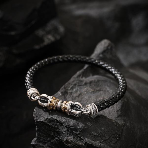 Tibetan Amulet Vajra Leather Bracelet