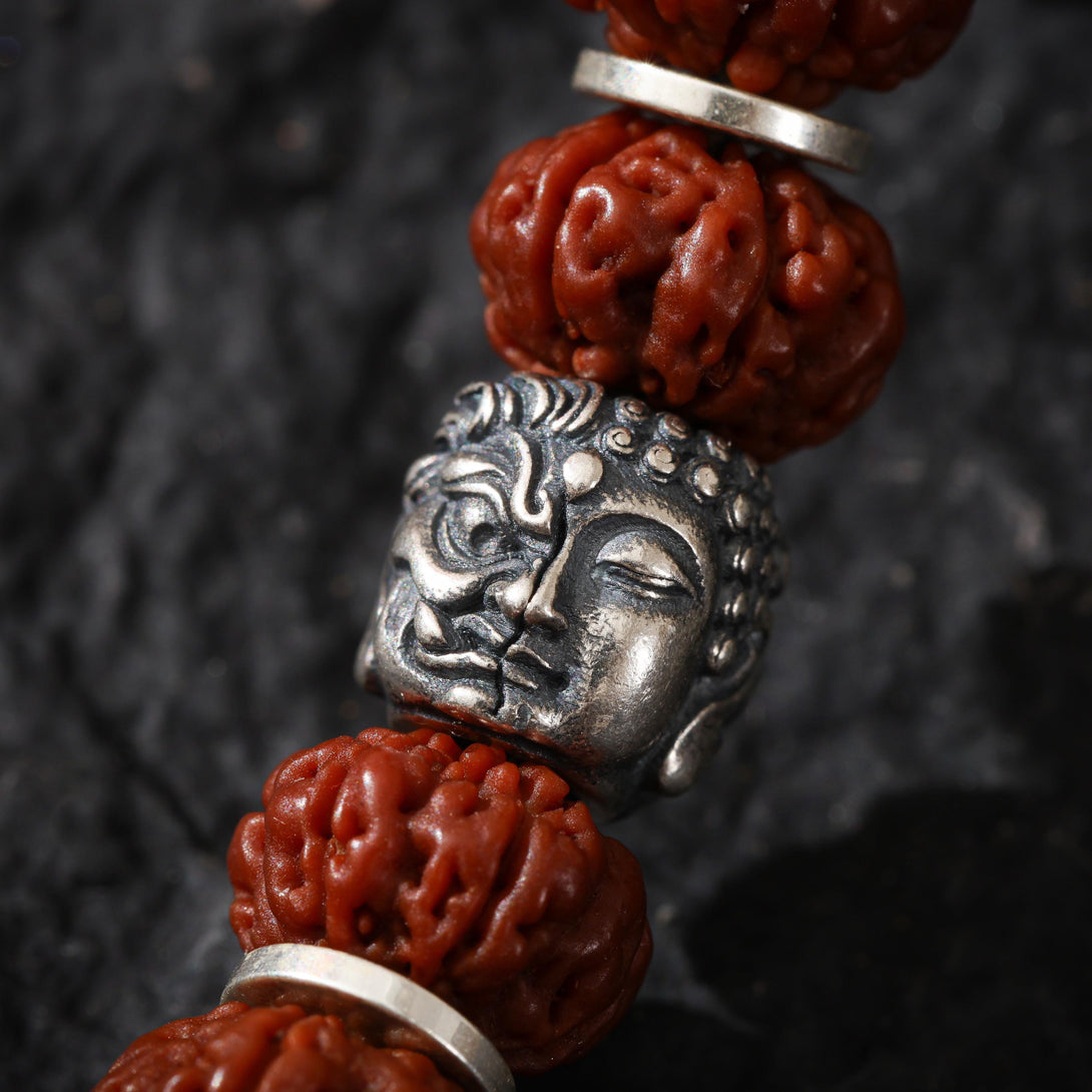 Vajra Rudraksha 108 Mala Necklace Garuda, Dorje Axe