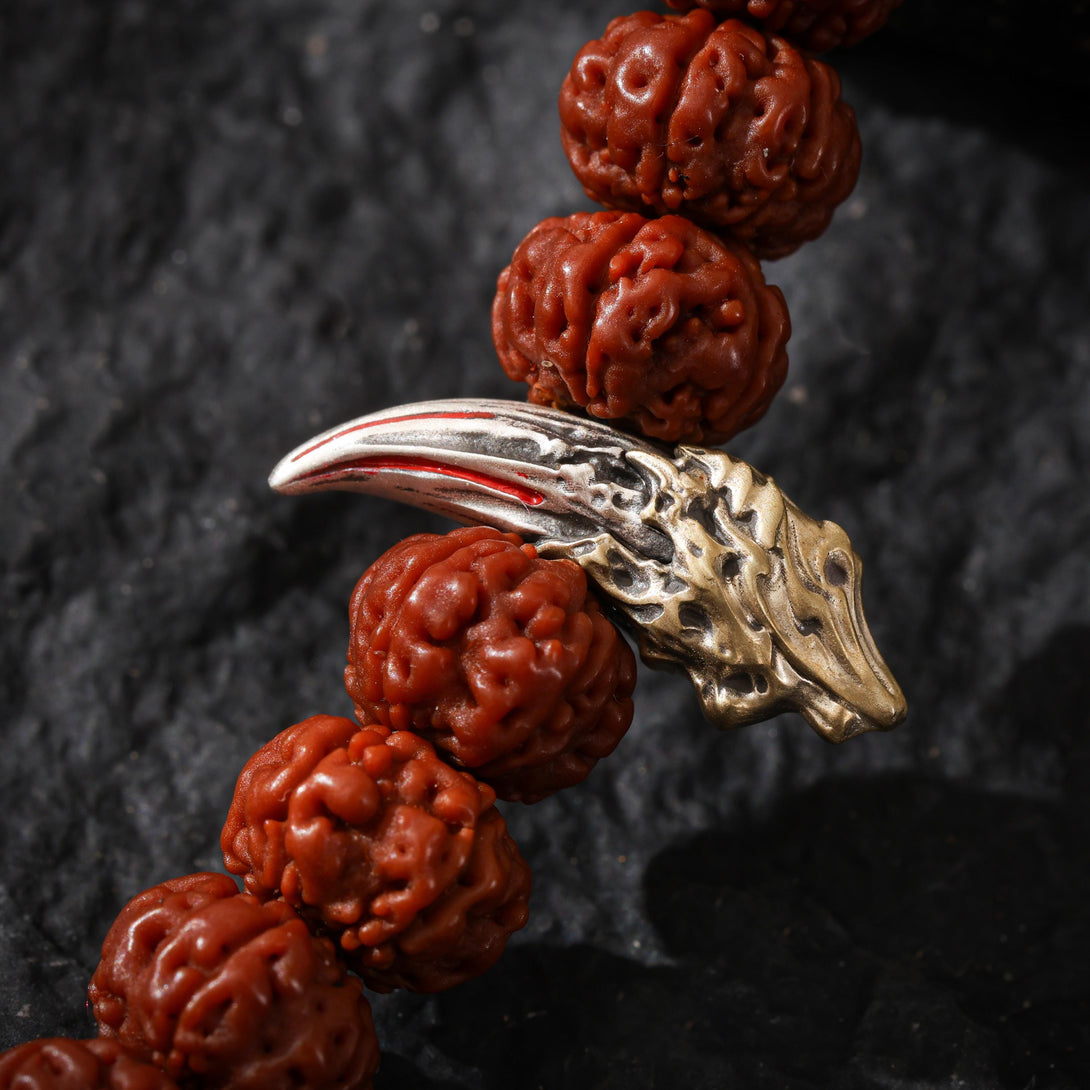 Vajra Rudraksha 108 Mala Necklace Garuda, Dorje Axe